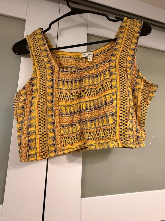 EARTHBOUND Tops - EARTHBOUND Yellow Patterned Cropped Tank